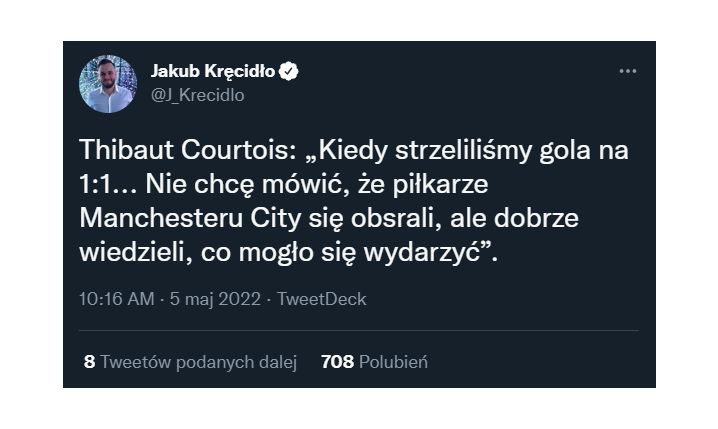 Courtois o piłkarzach Man City po golu na 1-1... :D